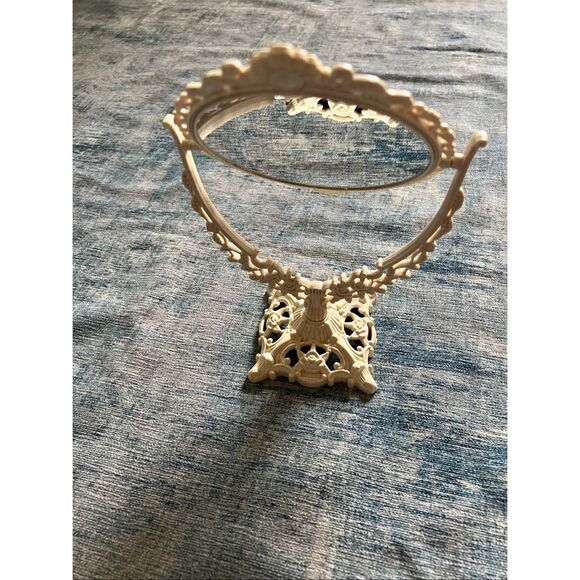 NIB! Cream Beige Vintage Style Scroll Ornate Style Tabletop Vanity Mirror - Picture 4 of 6